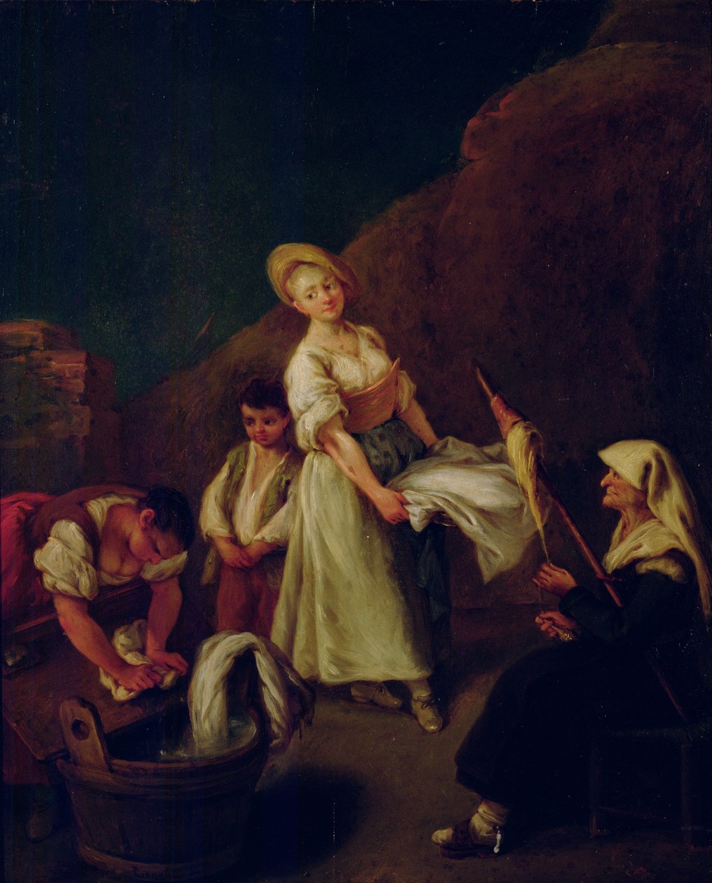 Kvinner som vasker og spinner av Pietro Longhi