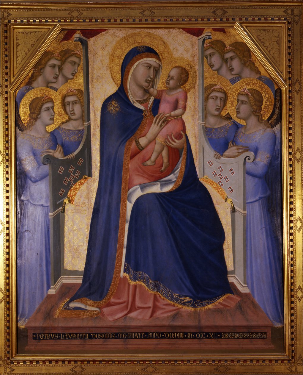 Madonna og barn med åtte engler av Pietro Lorenzetti