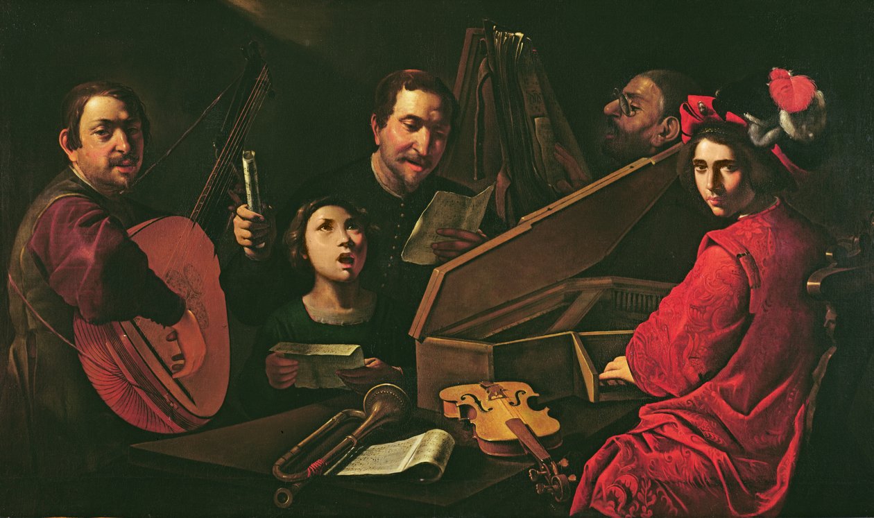 Konsert med musikere og sangere, ca. 1625 av Pietro Paolini