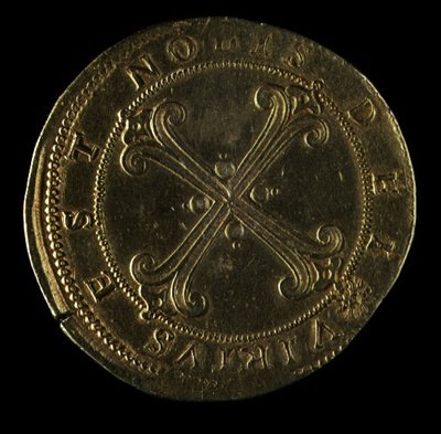 Baksiden av mynten til Cosimo I (1519-74) (gullbelagt) (for forside se 119190) av Pietro Paolo Galeotti