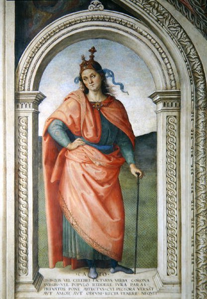 Cato av Utica (95-46 f.Kr.) fra Sala dellUdienza, 1496-1500 av Pietro Perugino