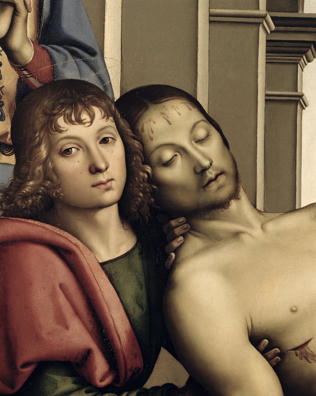 Pieta, 1494-95 olje på paneldetalj av 50041 av Pietro Perugino