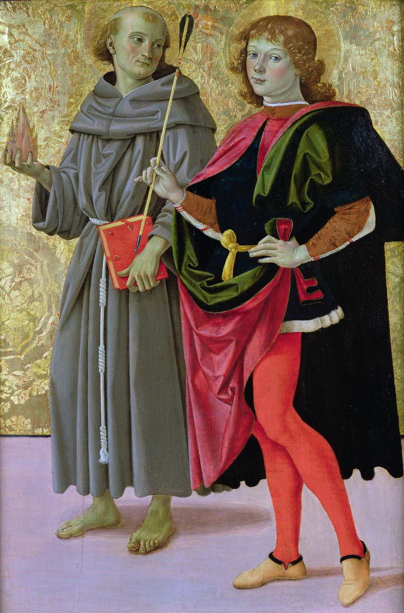 St. Sebastian med en fransiskanerhelgen, ca. 1473 av Pietro Perugino