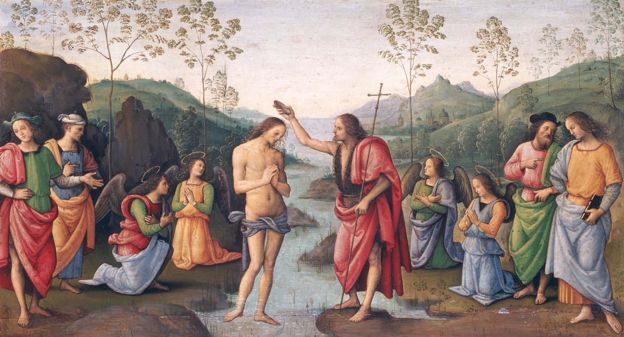 Kristi dåp, fra klosteret San Pietro, Perugia, 1496-98 av Pietro Perugino
