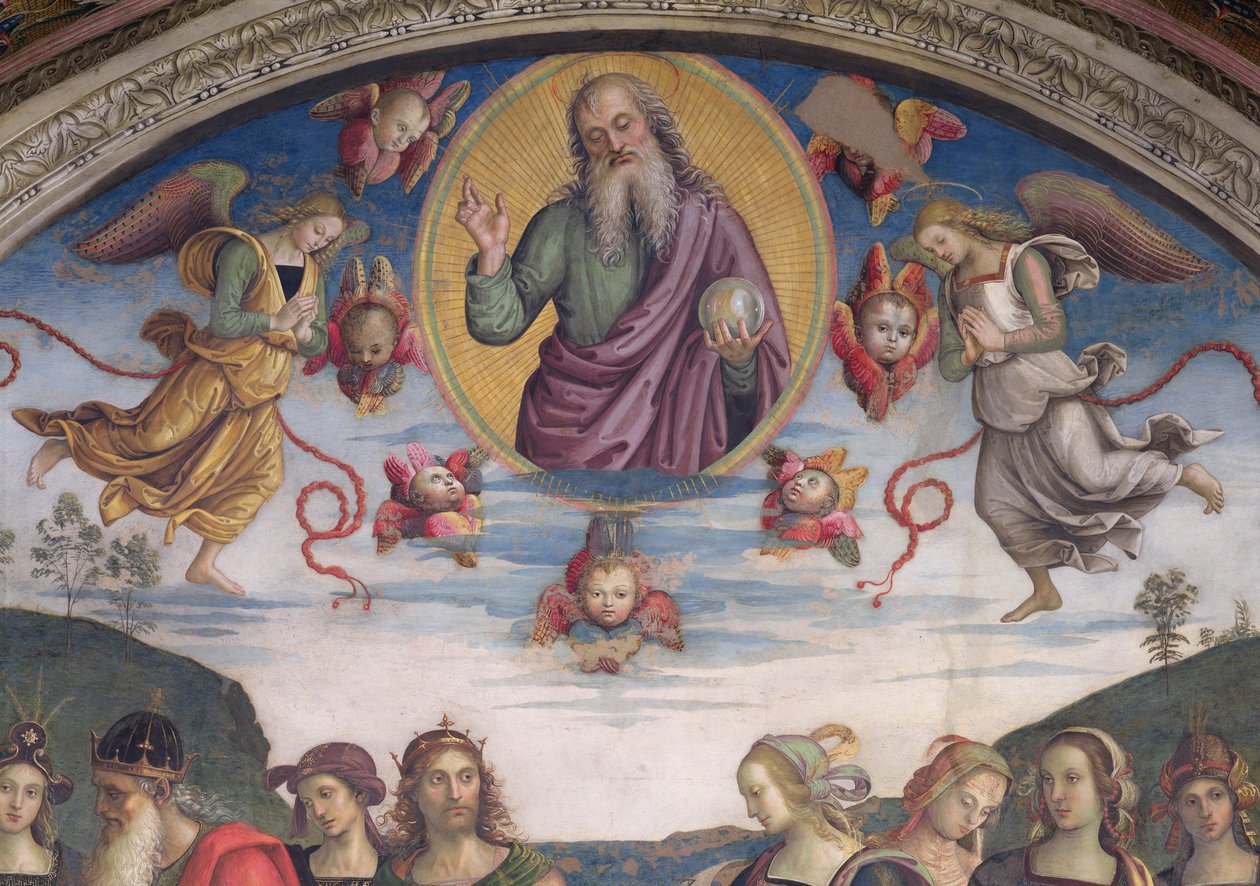 Den evige far i herlighet med profeter og sibyller, fra Sala dell"Udienza, 1496-1500 av Pietro Perugino