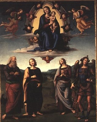 Jomfru og barn med hellige, etter 1497 av Pietro Perugino