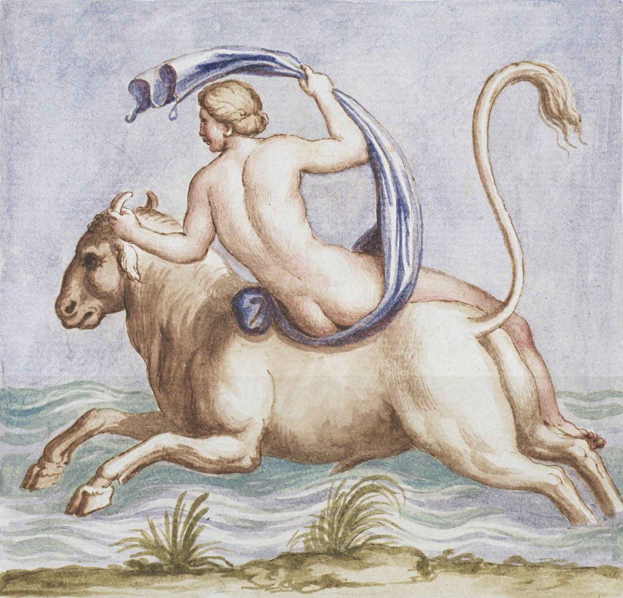 Ms Gen 1496 Plate CXX Rape of Europa, 1674 av Pietro Santi Bartoli