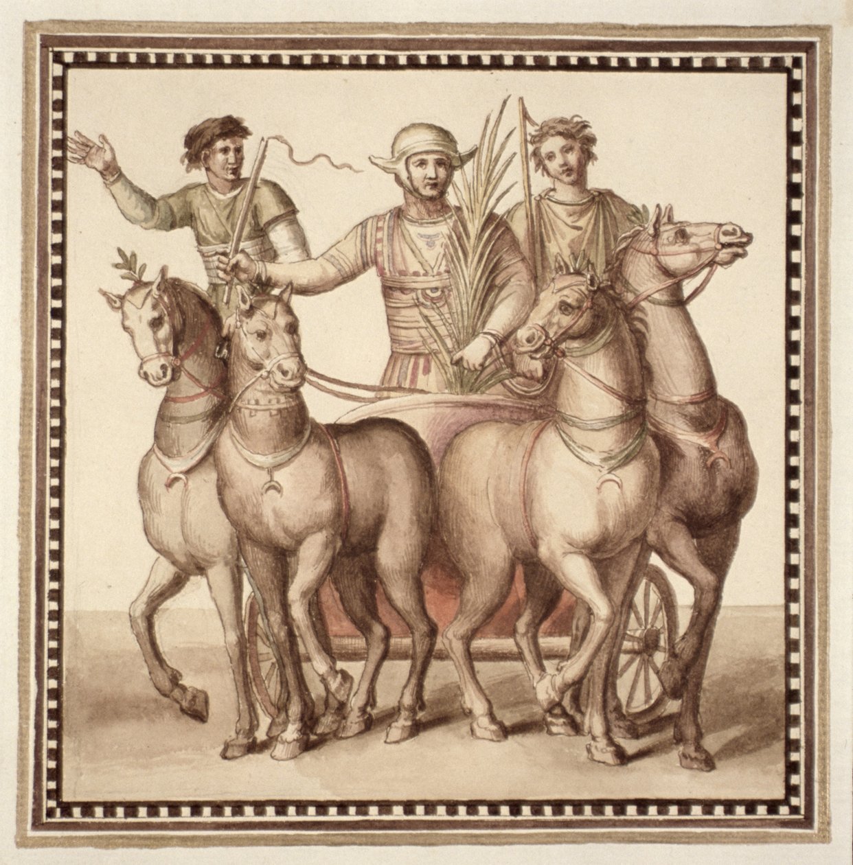 Ms Gen 1496 Plate CXXII Gladiatorer og vogn, 1674 av Pietro Santi Bartoli
