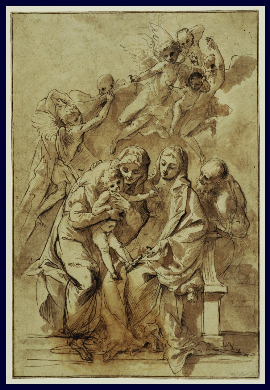 Den hellige familie med Saint Anne av Pietro Testa