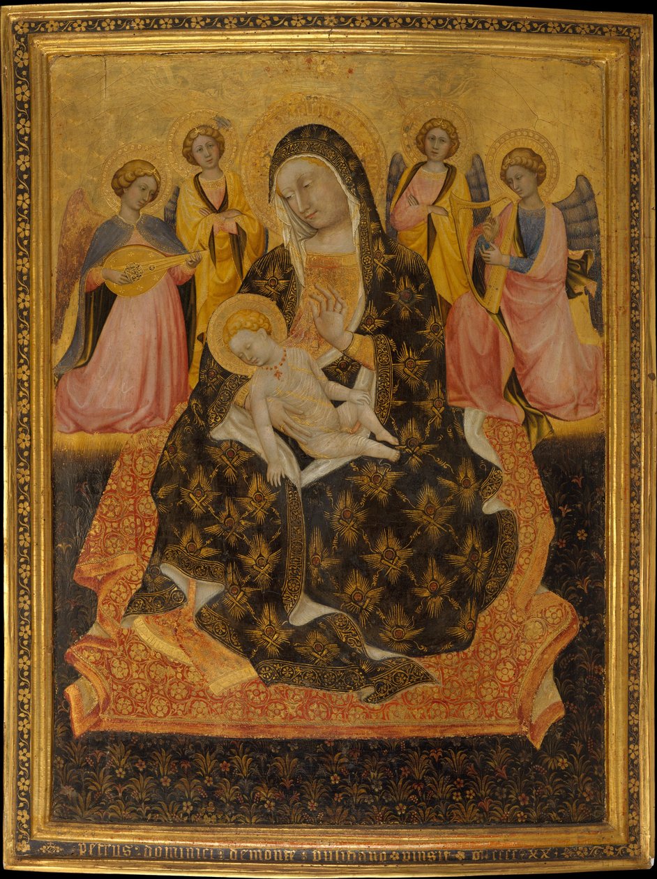Madonna og barn med engler, 1420 (tempera på tre, gullslipt) av Pietro di Domenico da Montepulciano