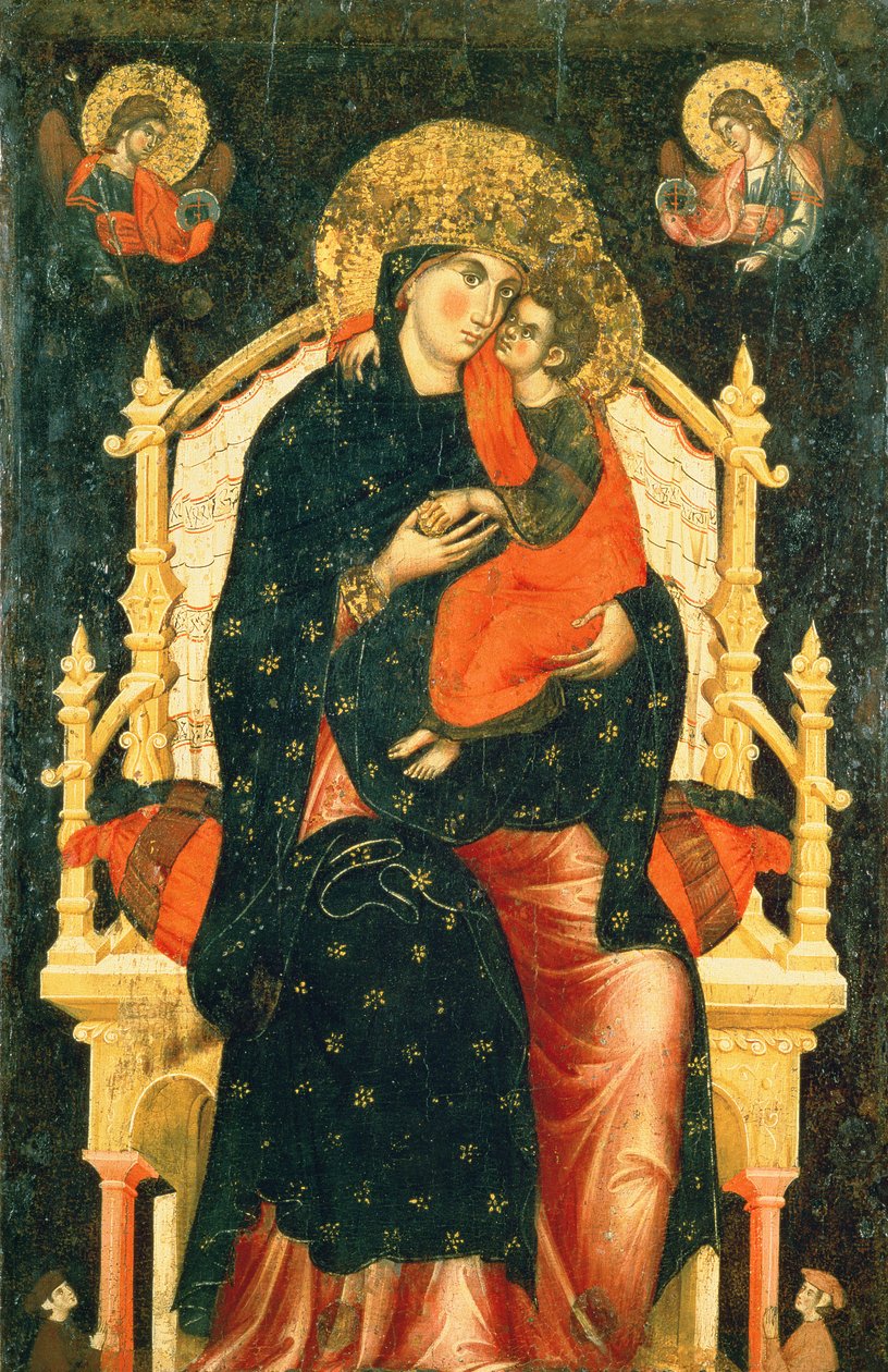 Madonna og barn tronet med givere av Pietro di Giovanni Lianori