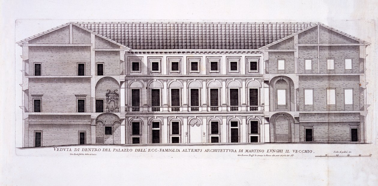 Palazzo Altemps, Roma, fra 'Palazzi di Roma', del II, utgitt på 1670-tallet av Pietro Ferrerio
