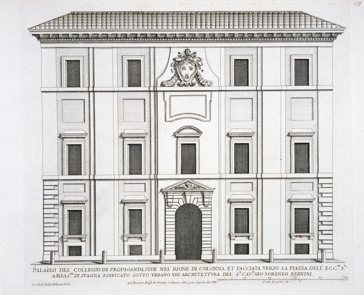 Palazzo del Collegio de Propaganda Fide, fra 'Palazzi di Roma', del II, utgitt på 1670-tallet av Pietro Ferrerio