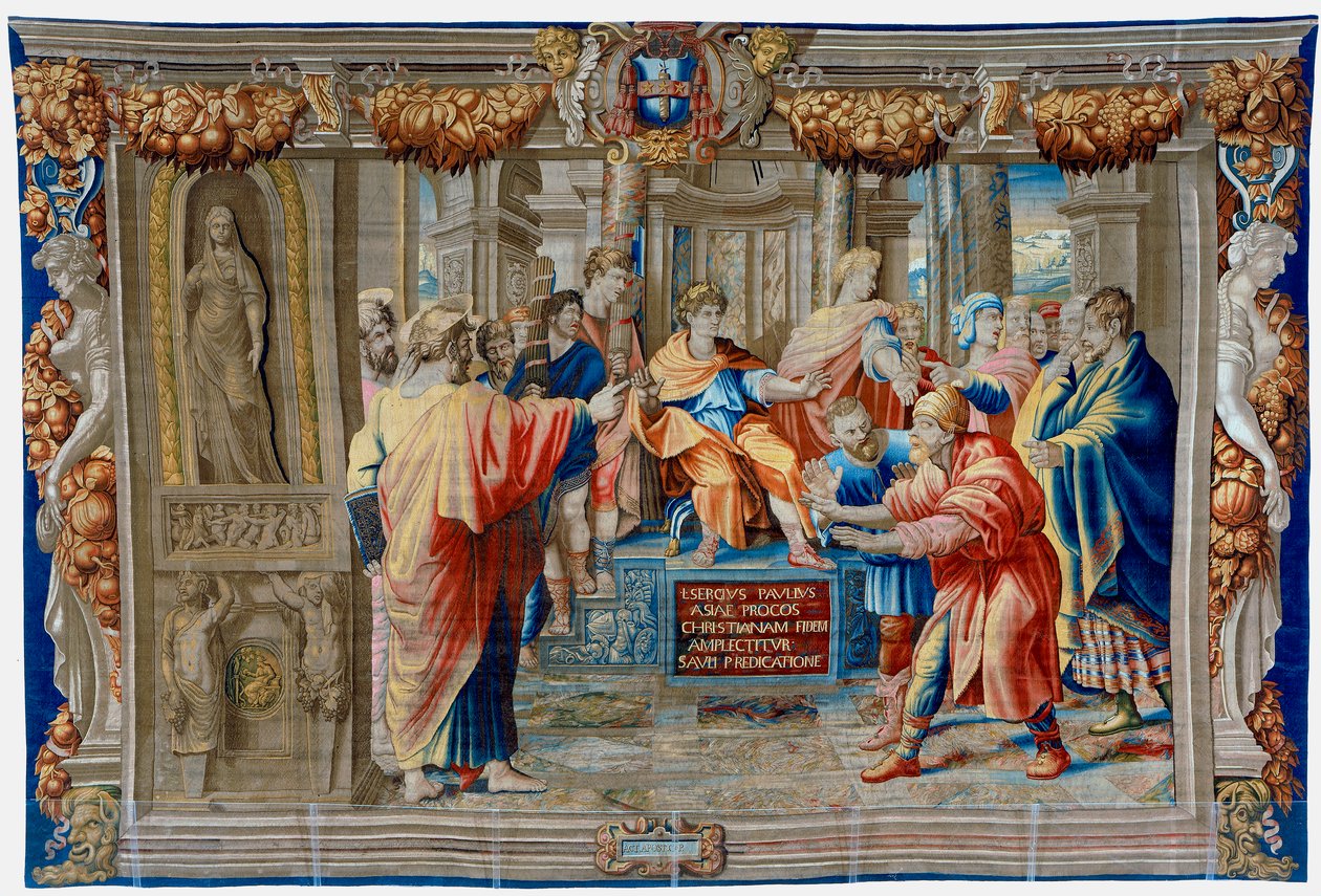 Teppet fra det syttende århundre som viser blindingen av trollmannen Elima av Pietro 1579 1669 Fevère