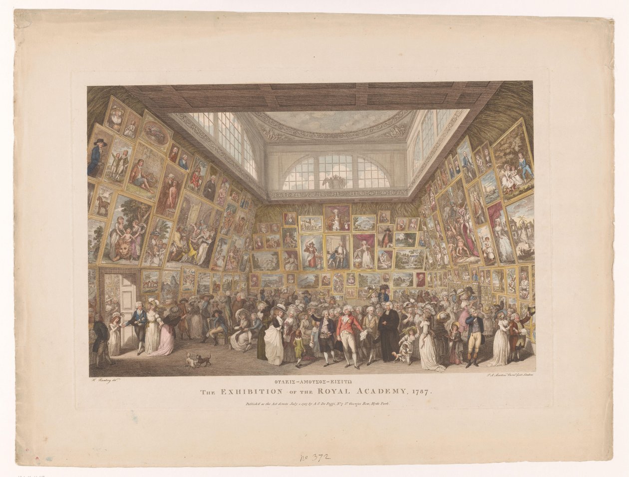 Tentoonstelling in de Royal Academy i Londen i 1787 The Exhibition of the Royal Academy, 1787 (tittel på objekt) av Pietro Antonio Martini