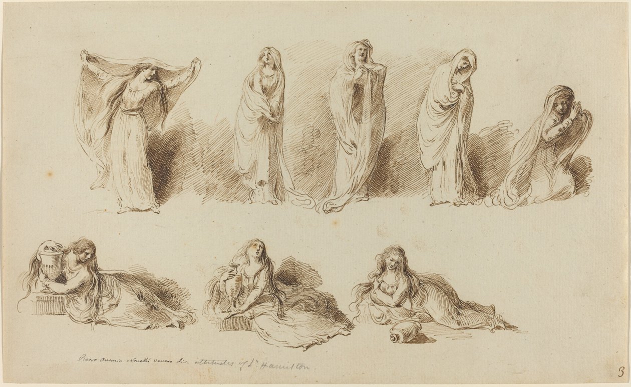 Holdningene til Lady Hamilton av Pietro Antonio Novelli