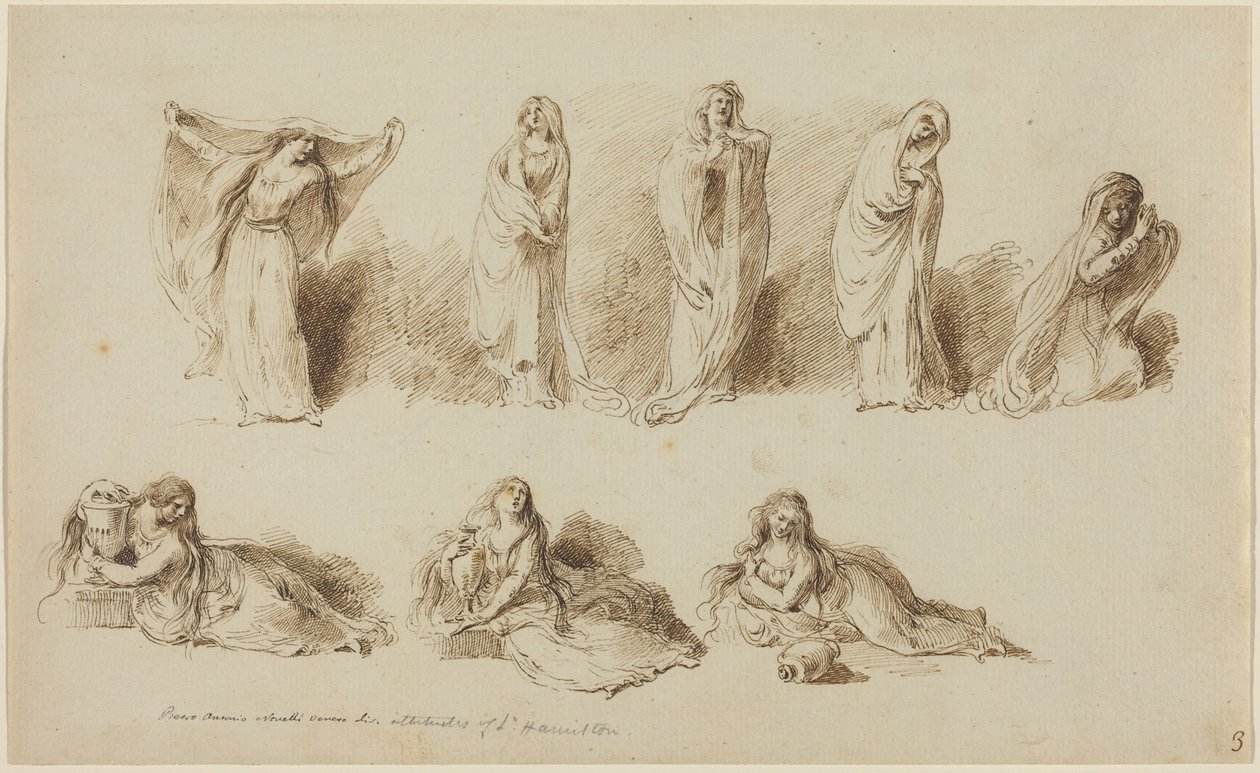 Holdningene til Lady Hamilton av Pietro Antonio Novelli