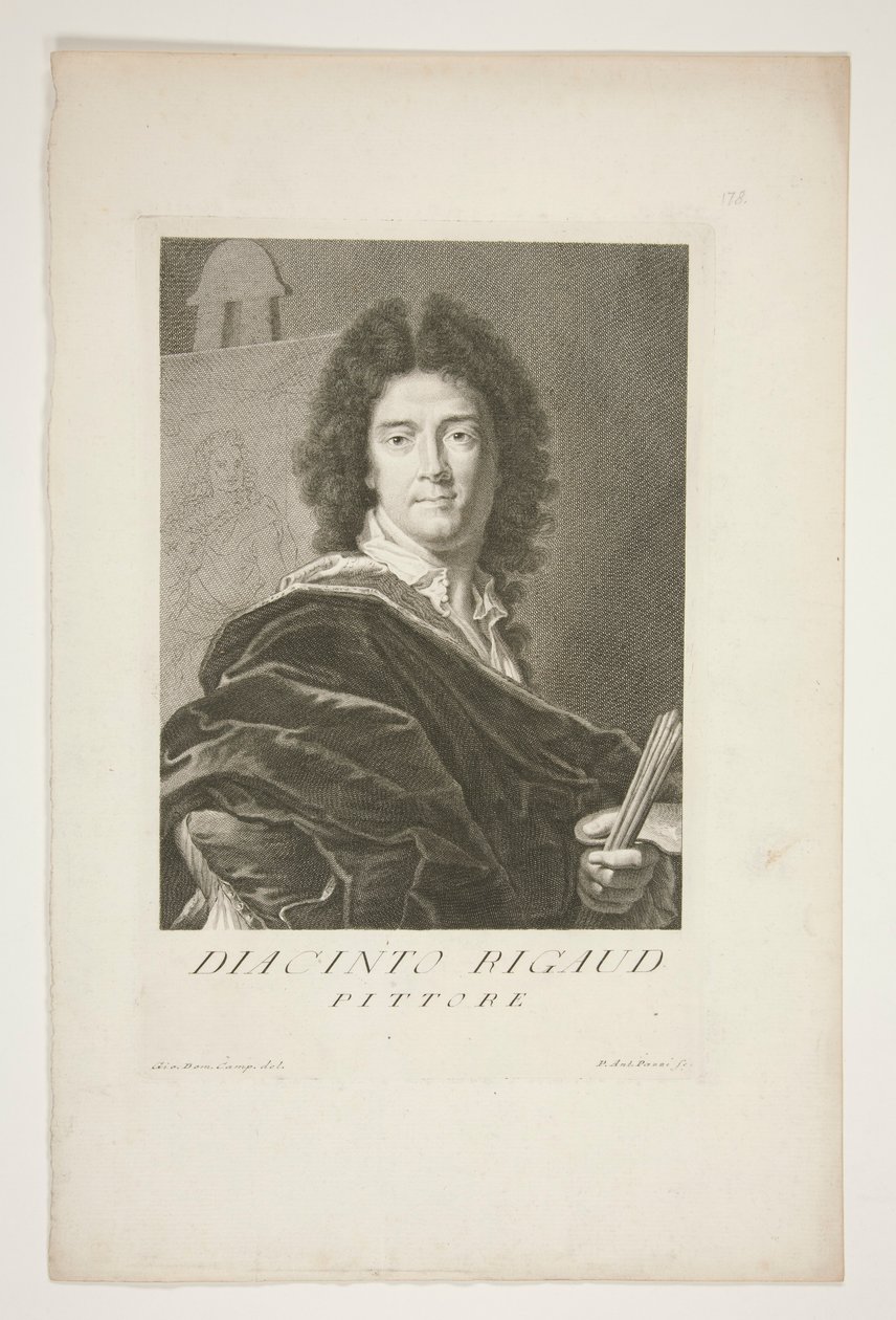Portrett av Hyacinthe Rigaud av Pietro Antonio Pazzi