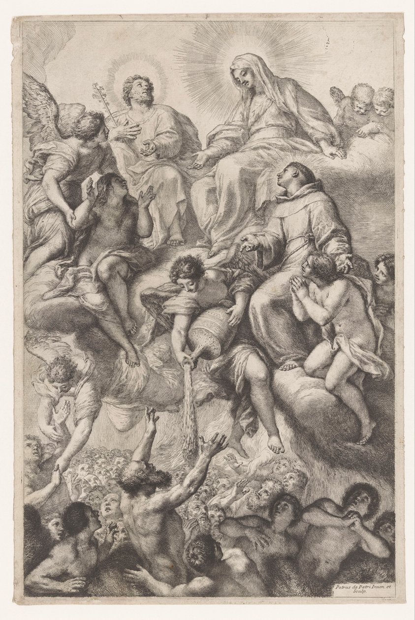 Mary, Joseph og Anthony of Padua som forbedere for sjeler i skjærsilden av Pietro Antonio de Pietri