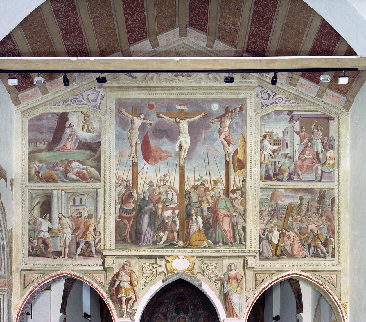 Scener fra lidenskapen og korsfestelsen (fresco) av Pietro Baschenis
