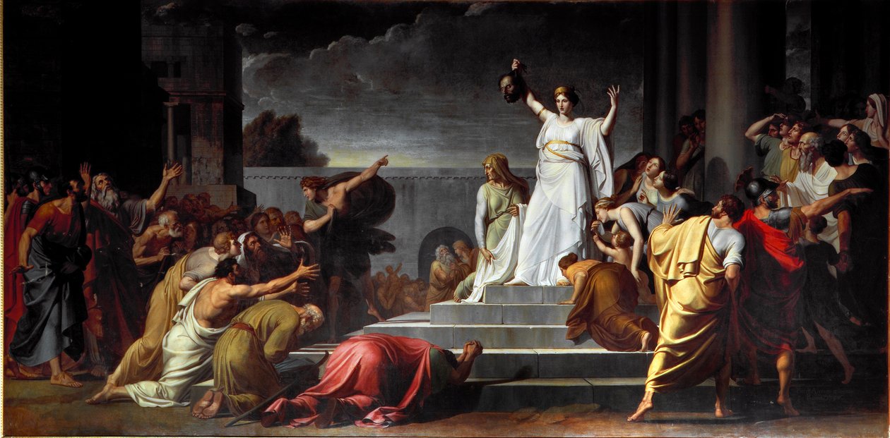 Judith viser Decapitee-hodet til Holoferne til folket maleri av Pietro Benvenuti (1769-1844) 1796 Søn. 417x821 cm Napoli, Museo di Capodimonte av Pietro Benvenuti