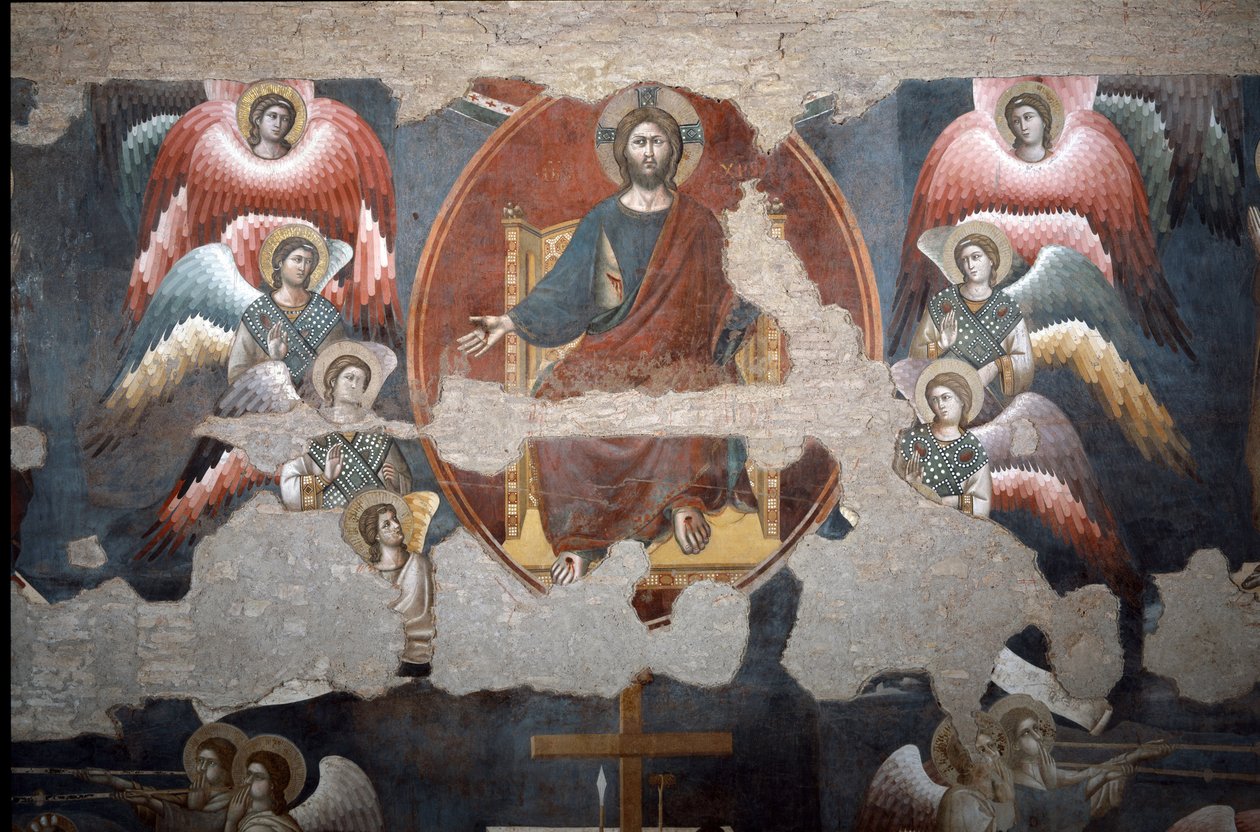Den siste dommen Kristus trumfer. (Detalj) - Fresco av Pietro Cavallini