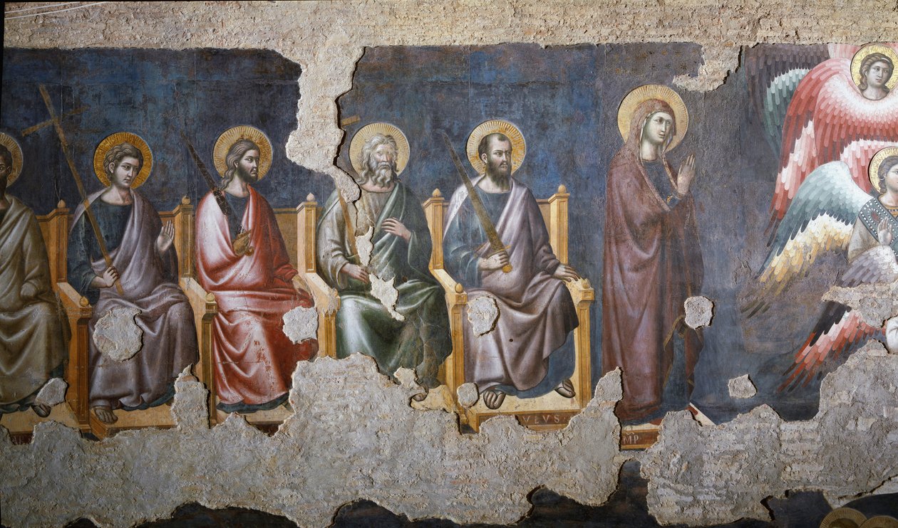 The Last Judgment Detail of the Apotres (som Saint Paul har rett i) - Fresco av Pietro Cavallini