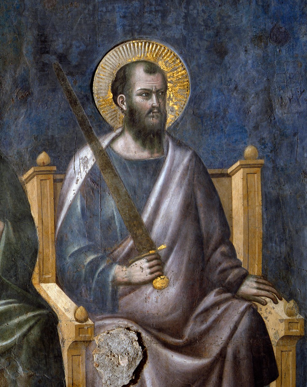 Den siste dommen: Detalj av apostelen Saint Paul (Fresco av Pietro Cavallini