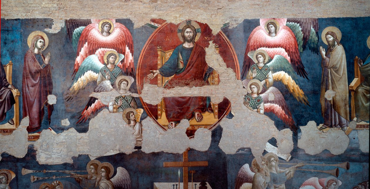 Den siste dommen Den trunkende Kristus omgir engler. Detalj. Fresco av Pietro de Cerroni dit Cavallini (aktiv rundt 1273-1321) 1293 Roma, Santa Cecilia in Trastevere av Pietro Cavallini