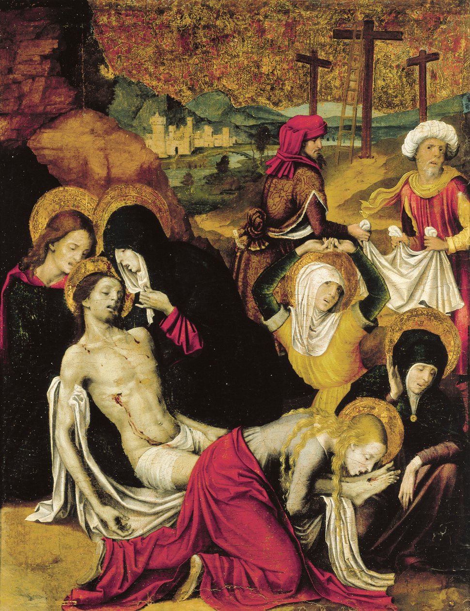 Deposition of Christ, eller Pieta of Tangier, av Pietro Cavaro (aktiv 1508-1538), tempera på panel av Pietro Cavaro