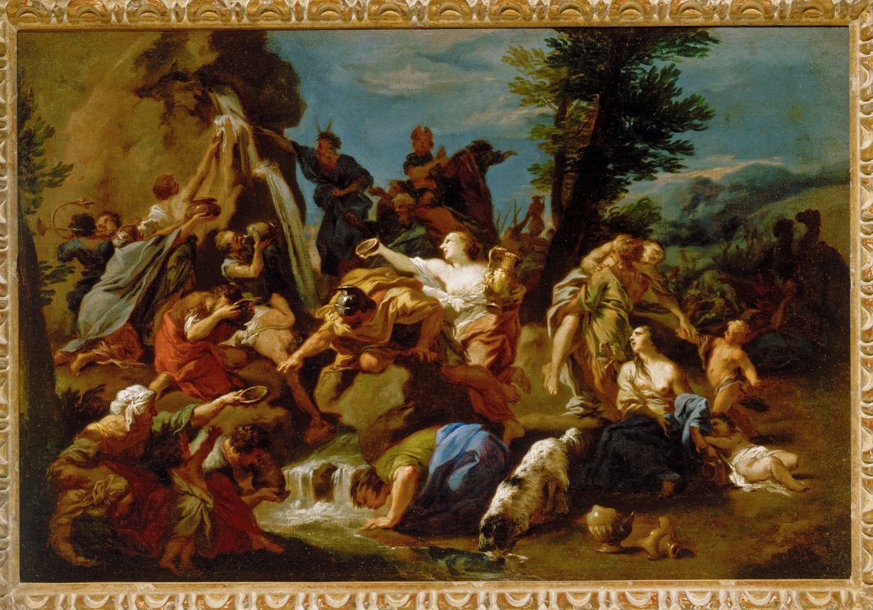 Moses slår på klippen i ørkenen, andre halvdel av 1600-tallet (olje på lerret) av Pietro Dandini