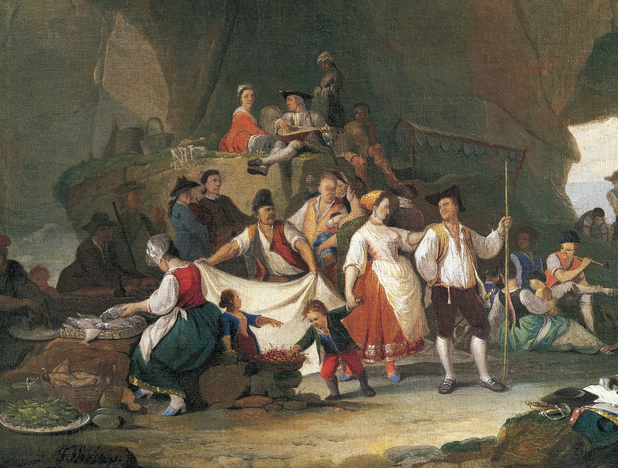 Frokost ved sjøen, av Pietro Fabbris (1740-1792), detalj av Pietro Fabris