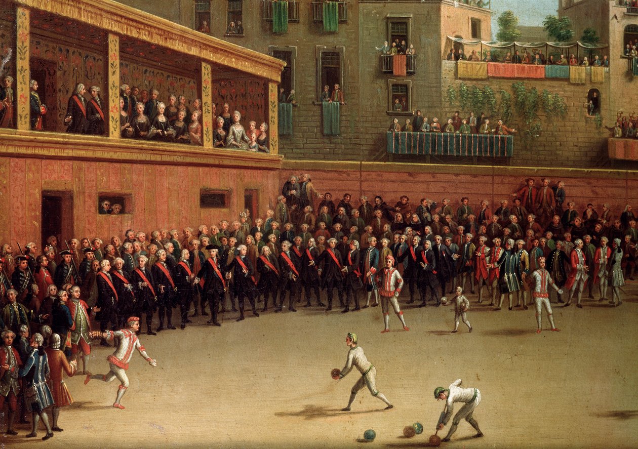 Italiensk ballspill i interiørmaleri av Pietro Fabris (1740-1792) av Pietro Fabris