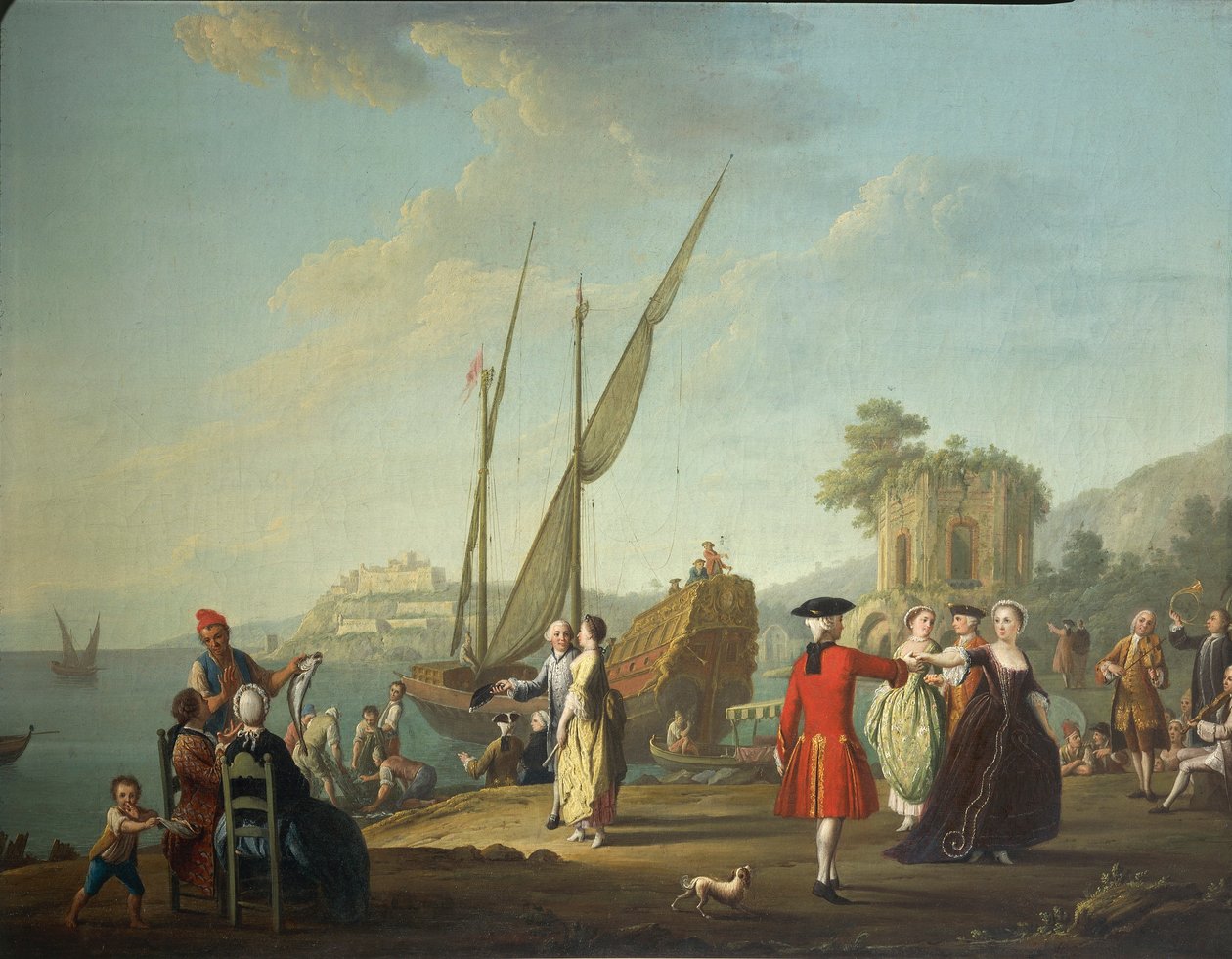 Menuett ved Baia, i dag brøkdel av Bacoli (Napoli), i området Campi Flegrei, av Pietro Fabris av Pietro Fabris