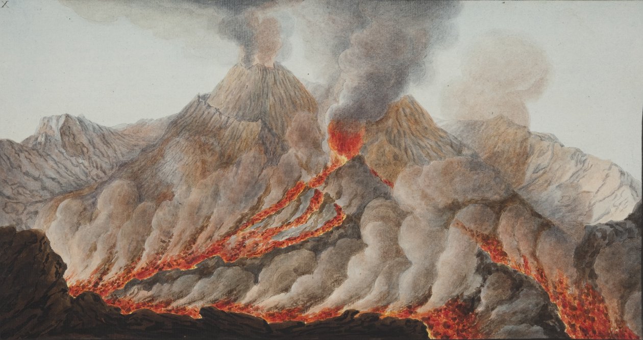 Plate X fra Campi Phlegraei: Observasjoner av vulkanene på de to Siciliene av William Hamilton, 1776 (wc på papir) av Pietro Fabris