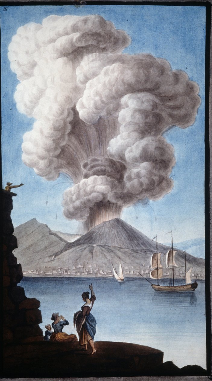 Vesuvs utbrudd i 1779. Denne gouache ble utført av Pierre Fabris, på forespørsel fra Sir William Hamilton, engelsk ambassadør i Napoli. av Pietro Fabris