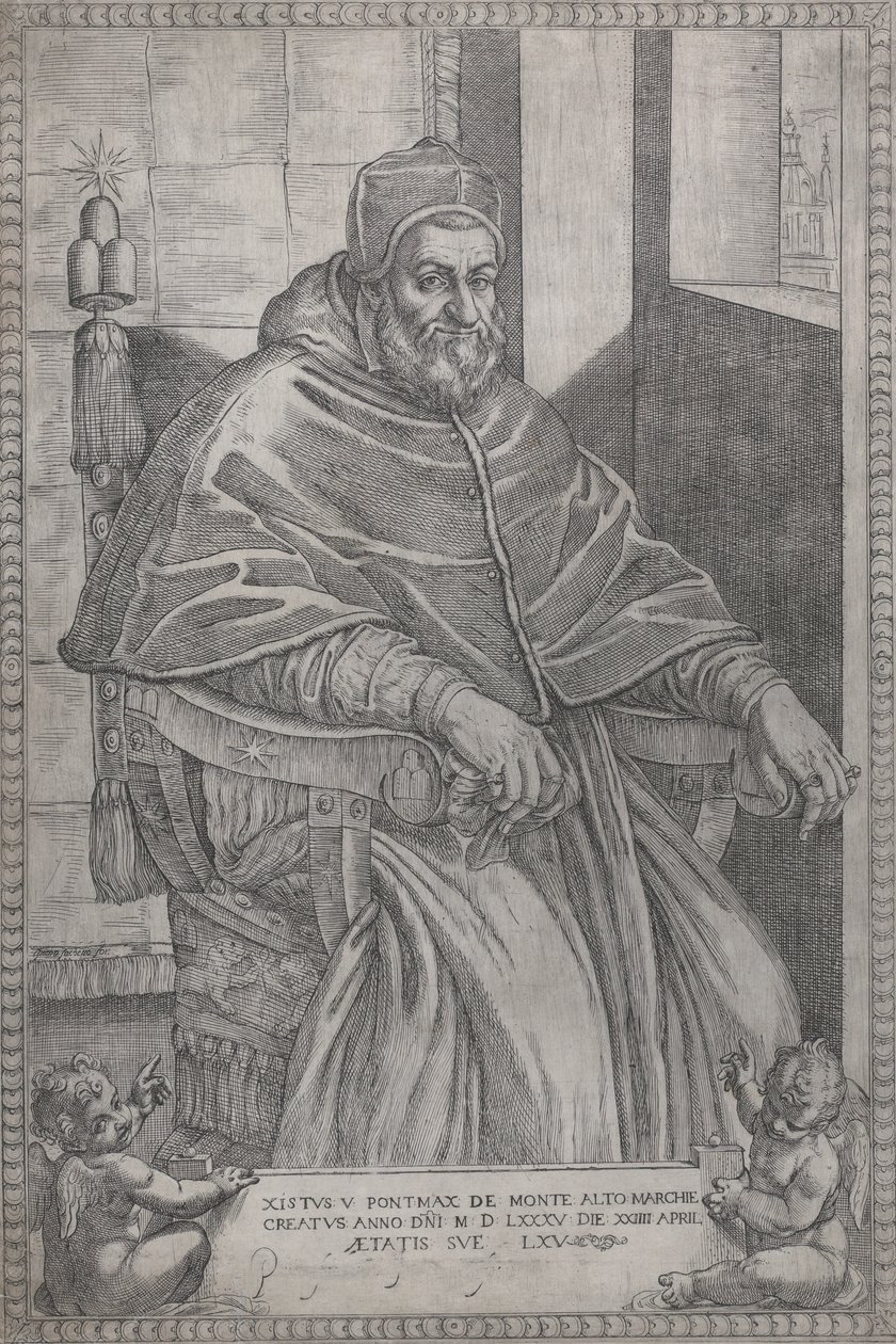 Portrett av pave Sixtus V, 1585. av Pietro Facchetti