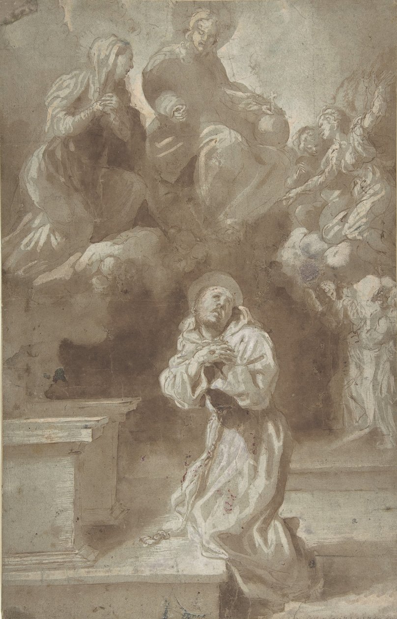 Kristus og jomfruen viser seg for Saint Francis, 1562-1602. av Pietro Faccini