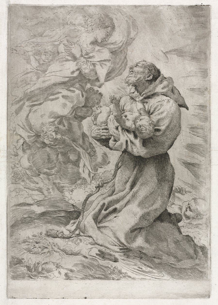 Visjonen til St. Frans av Assisi, 1590. av Pietro Faccini