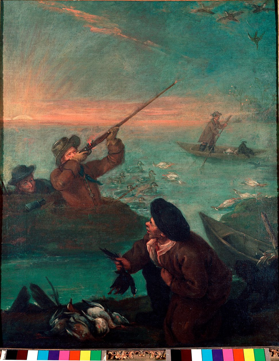 Duck Hunting in the Lagoon Maleri av Pietro Longhi (1702-1785) 1765-1770 Søn. 61x49,5 cm Venezia Pinacoteca Querini-Stampalia av Pietro Longhi