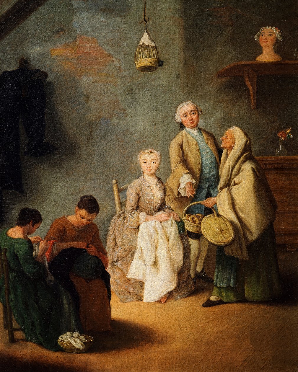 Broderiverksted, av Pietro Longhi (1701-1785) av Pietro Longhi
