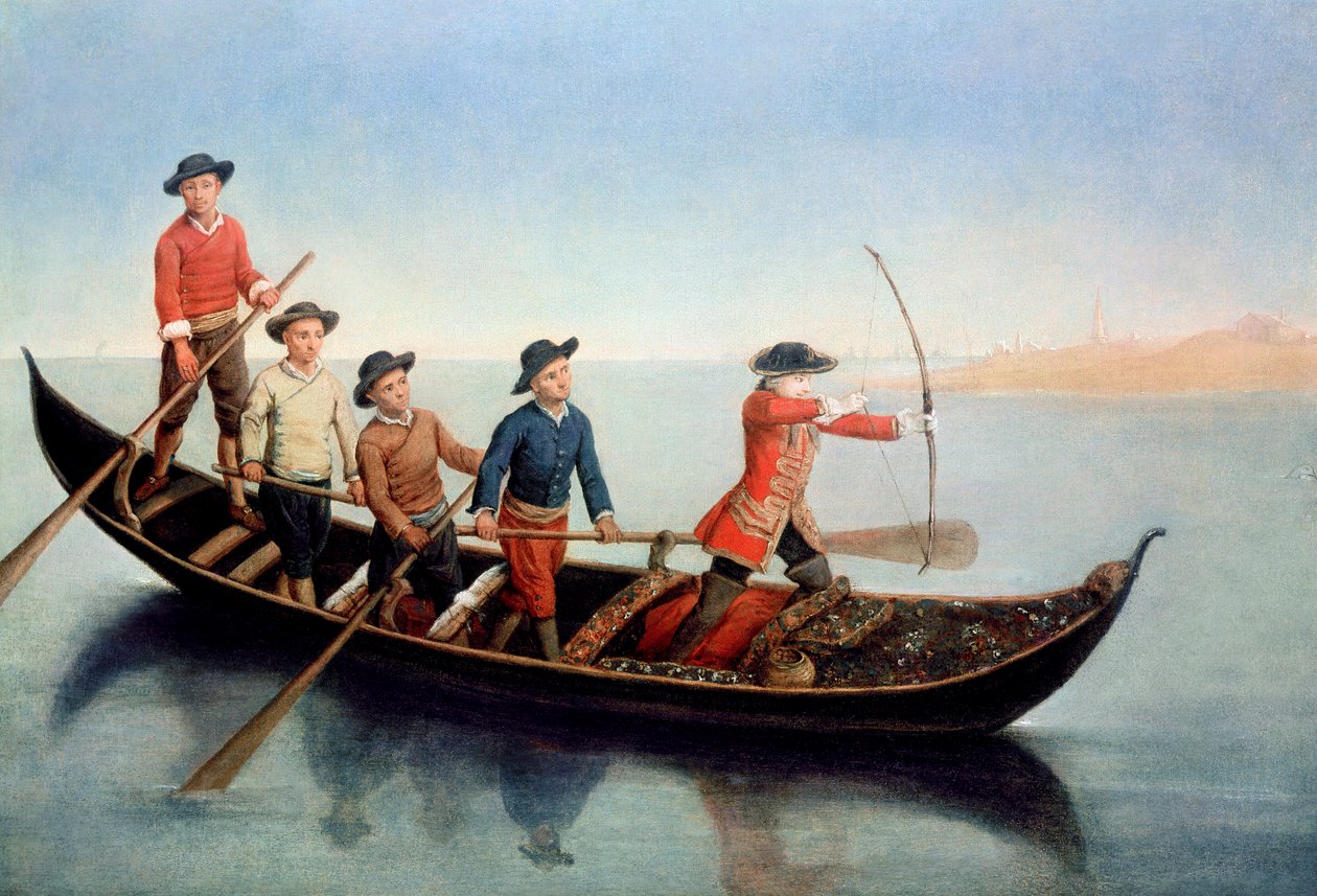 Jakt villand med pil og bue av Pietro Longhi