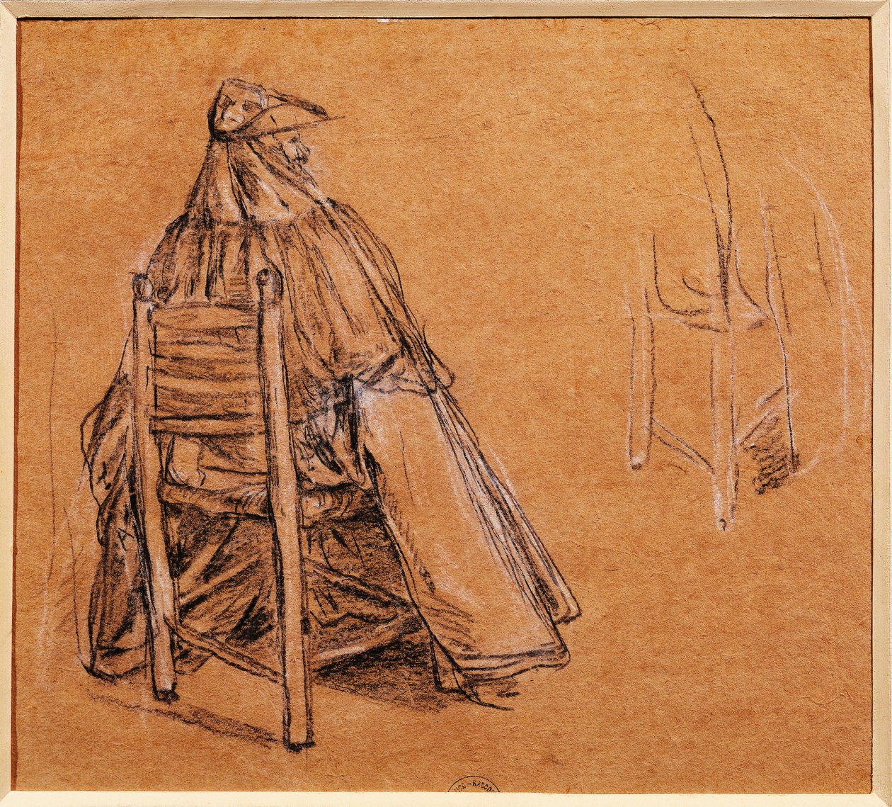 Italia, Venezia, Masked Gentleman (Gentiluomo con bautta) av Pietro Longhi (1702-1785), tegning av Pietro Longhi