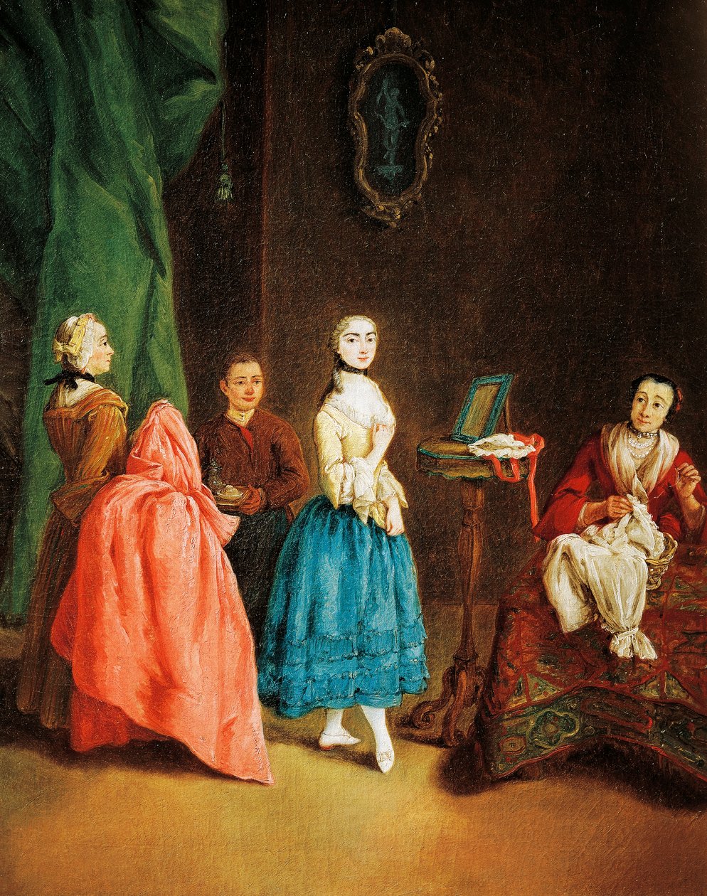 Lady at dressmaker's, av Pietro Longhi (1701-1785) av Pietro Longhi