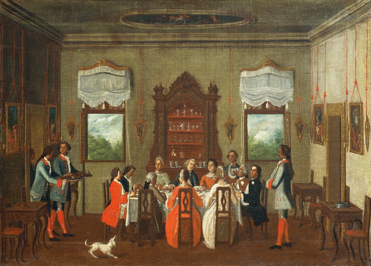 Lunsj på Villa, fra skolen til Pietro Longhi av Pietro Longhi