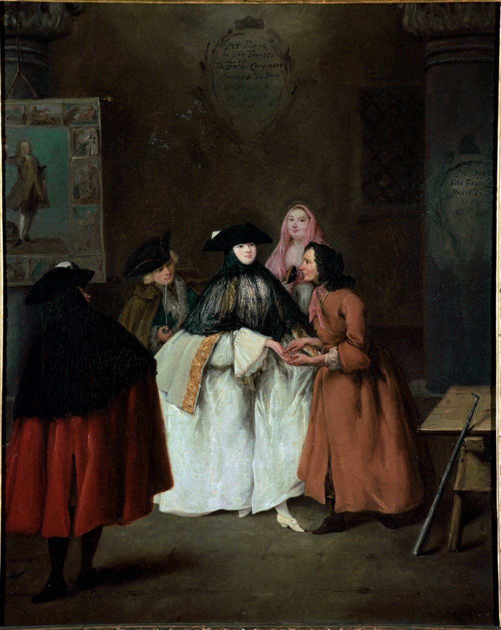 The fortune teller (The fortune teller) (The indovina) Maleri av Pietro Longhi (1702-1785) 1752-1756 Dim 62x50 cm Venezia, Ca