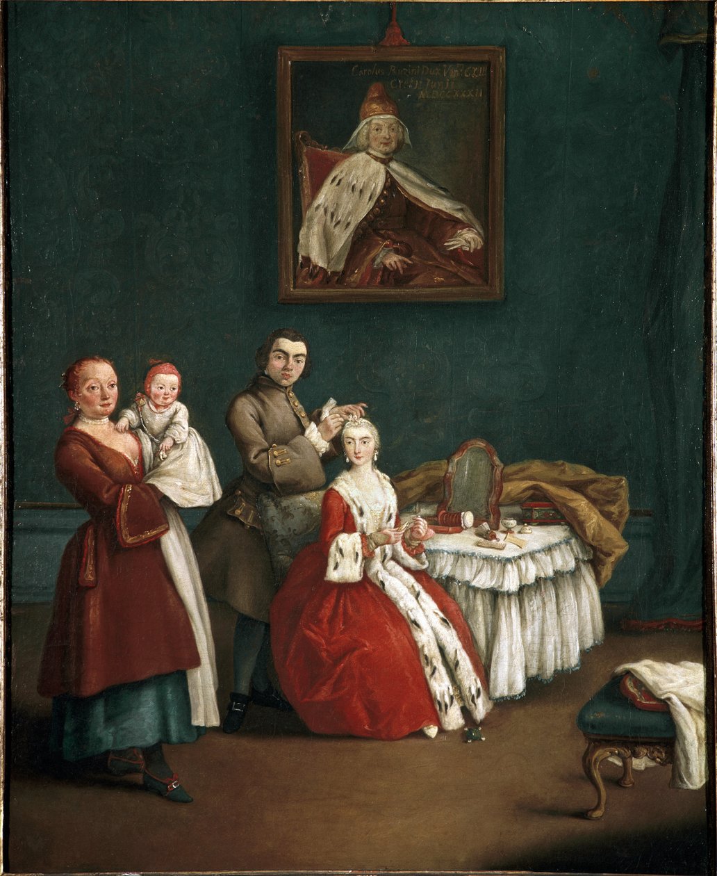 Frisøren (The hairdresser) Maleri av Pietro Longhi (1701-1785) 1760 Dim 63x51 cm Venezia, Ca 