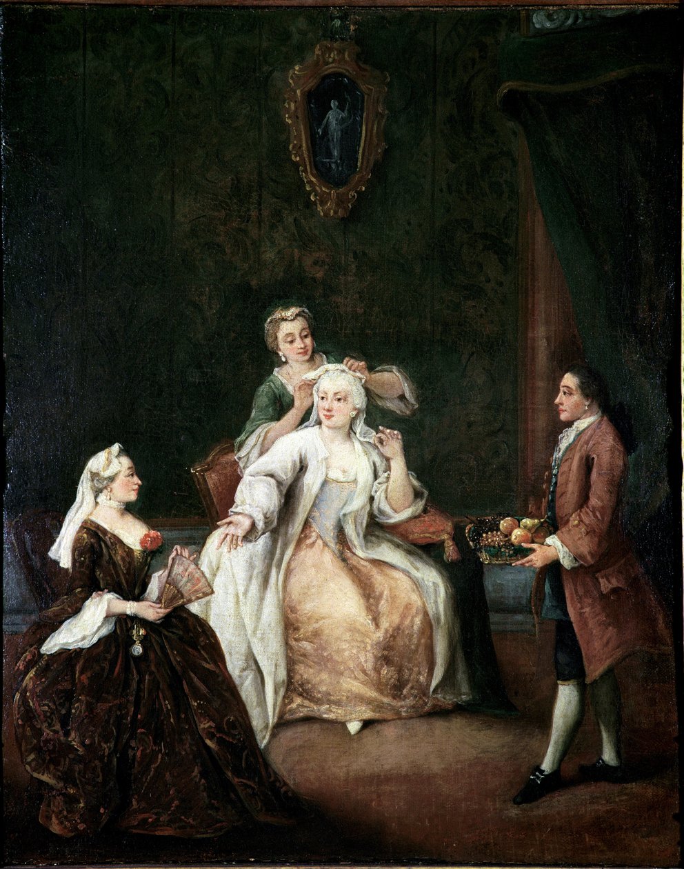 Frisøren (The hairdresser) Maleri av Pietro Longhi (1702-1785) 1760 ca. Dim 62x50 cm Venezia, Ca 