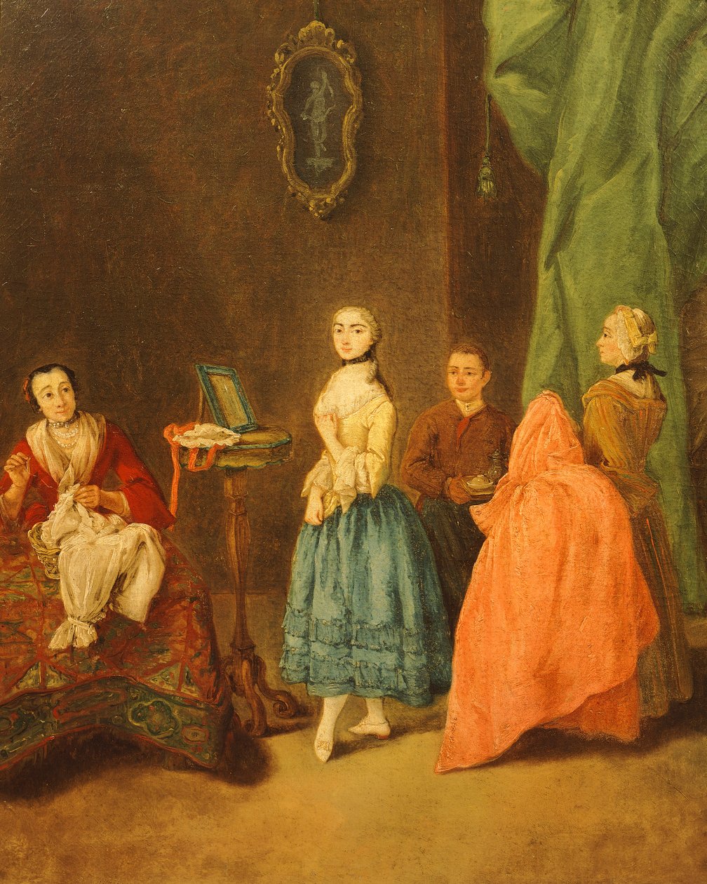Prøver kjole, av Pietro Longhi (1701-1785) av Pietro Longhi