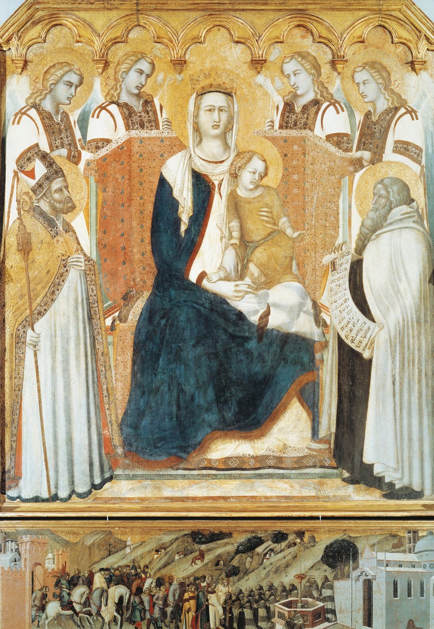 Italia, Siena, Madonna med engler og helgener av Pietro Lorenzetti